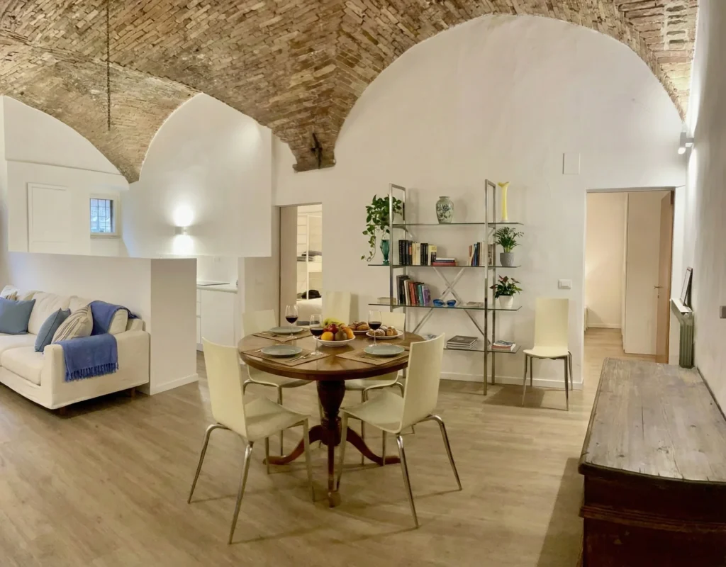 Soggiorno e zona pranzo, Le Volte di via Portica, Assisi